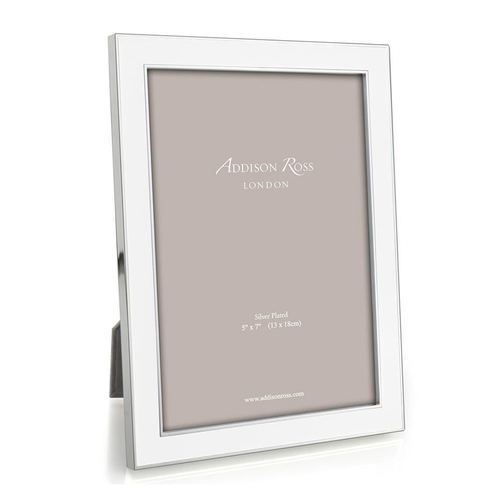 4x6 White Enamel Silver Plated Picture Frame