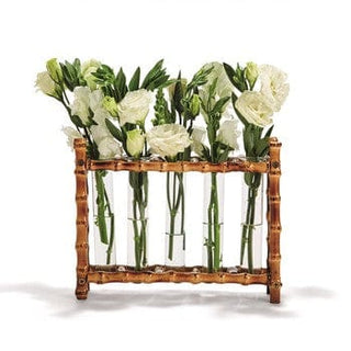 Two's Company Natural Bamboo Vase IWith 5 Glass Tubes 13952