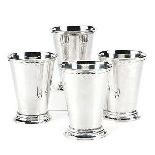 Two's Company Set of Four Mint Julep Vases in Gift Box (food safe) - Lacquered Silver-Plated Brass 13979