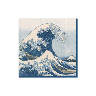 Caspari The Great Wave Paper Cocktail Napkins in Blue - 20 Per Package 14230C