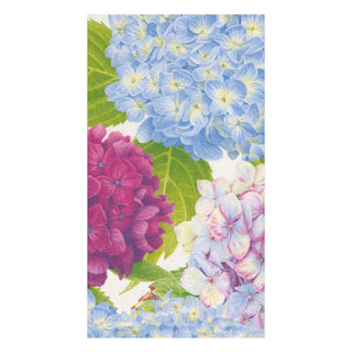 Caspari Hydrangea Garden Paper Guest Towel Napkins in Blue - 15 Per Package 14410G