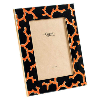 Caspari The Coral Sea Lacquer 5" x 7" Picture Frame in Black - 1 Each 14562LQFRM5X7