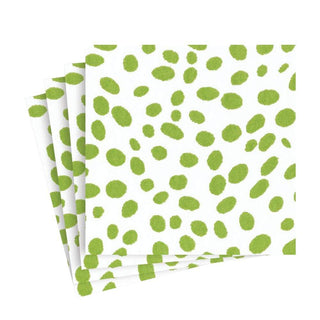 Caspari Spots Paper Linen Luncheon Napkins in Green - 15 Per Package 14591LG