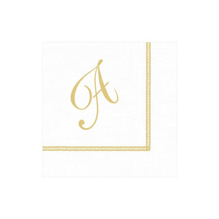 Caspari Hemstitch Script Single Initial Paper Cocktail Napkins - 20 Per Package A 14600C.A