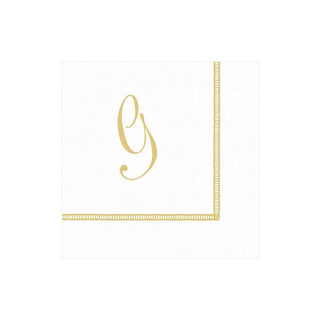 Caspari Hemstitch Script Single Initial Paper Cocktail Napkins - 20 Per Package G 14600C.G