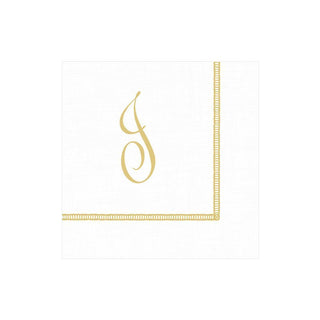 Caspari Hemstitch Script Single Initial Paper Cocktail Napkins - 20 Per Package J 14600C.J