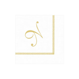 Caspari Hemstitch Script Single Initial Paper Cocktail Napkins - 20 Per Package N 14600C.N