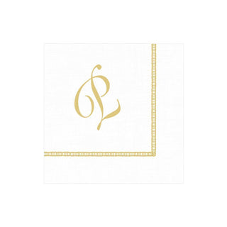 Caspari Hemstitch Script Single Initial Paper Cocktail Napkins - 20 Per Package P 14600C.P