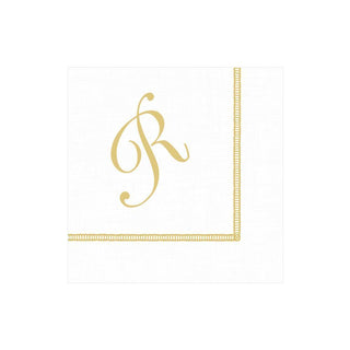 Caspari Hemstitch Script Single Initial Paper Cocktail Napkins - 20 Per Package R 14600C.R