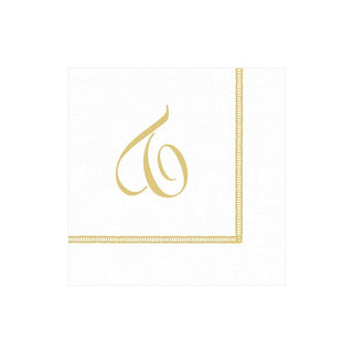 Caspari Hemstitch Script Single Initial Paper Cocktail Napkins - 20 Per Package T 14600C.T