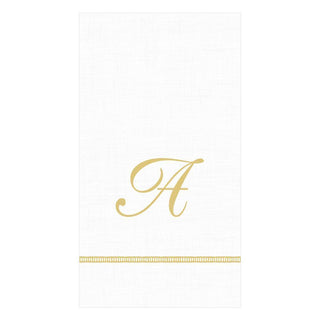 Caspari Hemstitch Script Single Initial Paper Guest Towel Napkins - 15 Per Package A 14600G.A