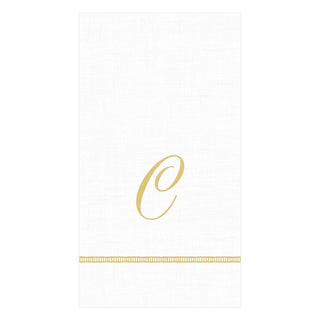 Caspari Hemstitch Script Single Initial Paper Guest Towel Napkins - 15 Per Package C 14600G.C