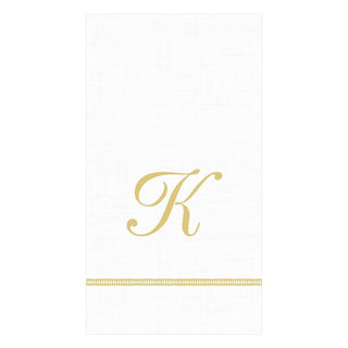 Caspari Hemstitch Script Single Initial Paper Guest Towel Napkins - 15 Per Package K 14600G.K