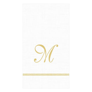 Caspari Hemstitch Script Single Initial Paper Guest Towel Napkins - 15 Per Package M 14600G.M