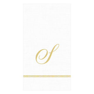 Caspari Hemstitch Script Single Initial Paper Guest Towel Napkins - 15 Per Package S 14600G.S