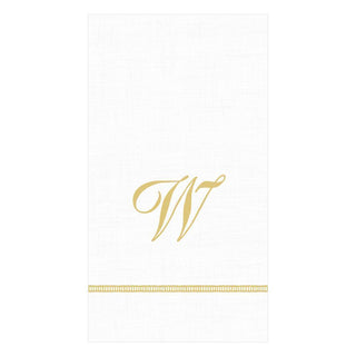 Caspari Hemstitch Script Single Initial Paper Guest Towel Napkins - 15 Per Package W 14600G.W