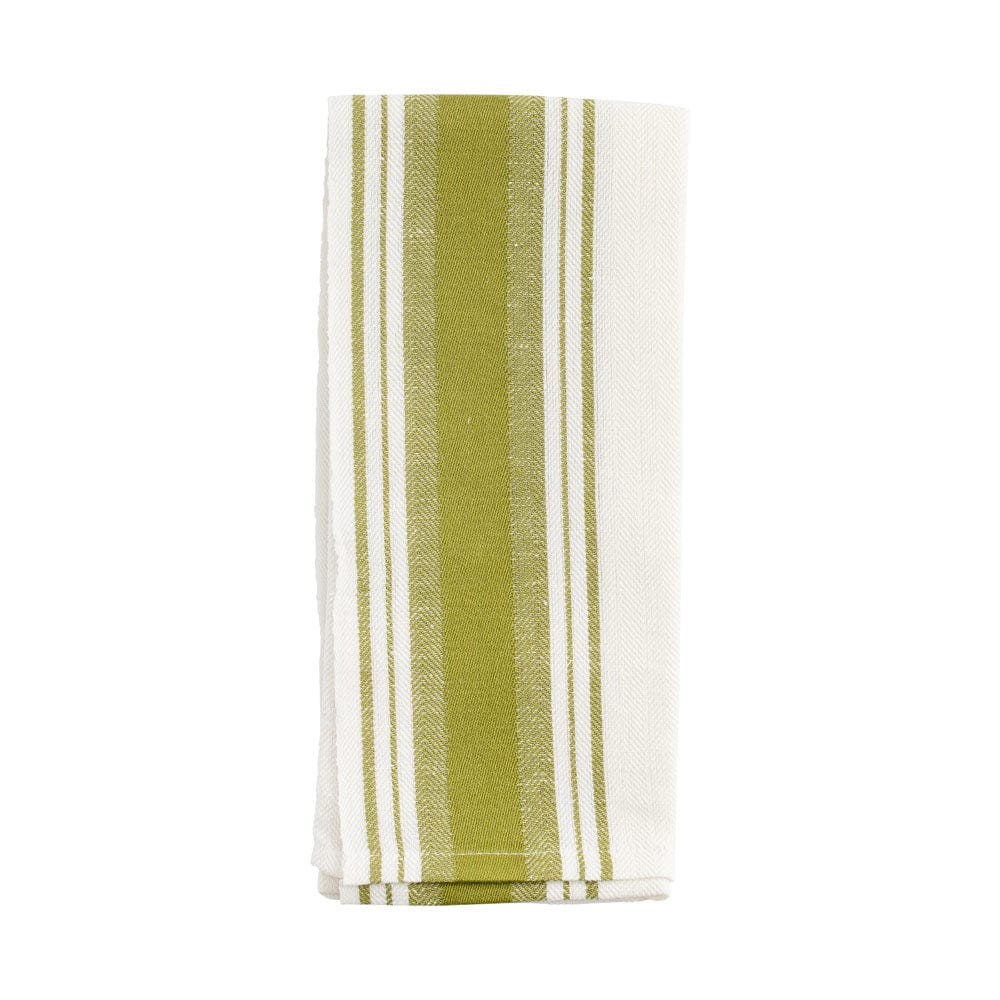 Bertozzi Handmade Crumpled Linen Two-Tone Kitchen Towel in Leaf Cuoio