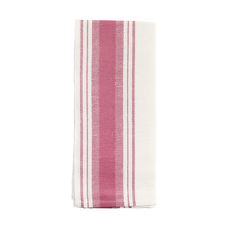 Busatti Italian Woven Cotton & Linen Tea Towel - 1 Each Wide Stripe in Wine Red 14807