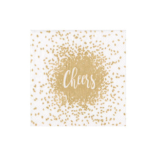 Caspari Cheers Paper Cocktail Napkins in Gold - 20 Per Package 14880C