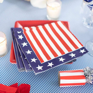 Caspari Red, White & Blue Paper Cocktail Napkins - 20 Per Package 15070C