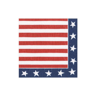 Caspari Red, White & Blue Paper Cocktail Napkins - 20 Per Package 15070C