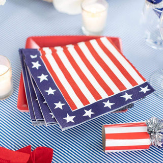 Caspari Red, White & Blue Paper Luncheon Napkins - 20 Per Package 15070L