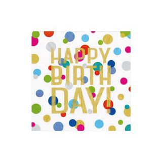 Caspari Happy Birthday Confetti Paper Cocktail Napkins - 20 Per Package 15080C