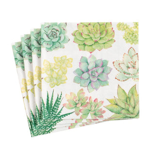 Caspari Succulents Paper Cocktail Napkins - 20 Per Package 15140C