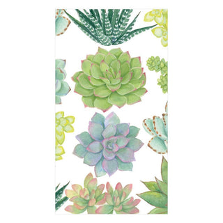 Caspari Succulents Paper Guest Towel Napkins - 15 Per Package 15140G