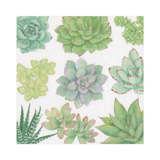 Caspari Succulents Paper Luncheon Napkins - 20 Per Package 15140L