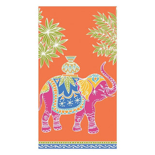 Caspari Royal Elephant Paper Guest Towel Napkins in Orange - 15 Per Package 15210G