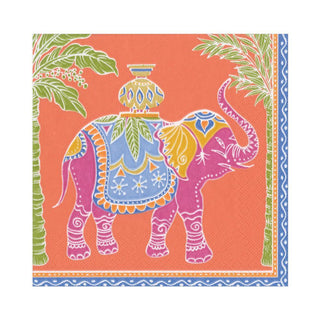 Caspari Royal Elephant Paper Luncheon Napkins in Orange - 20 Per Package 15210L