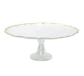 Vietri Baroque Glass Cakestand in White 15255