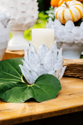 White Artichoke Candle Holder