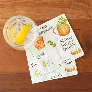 Caspari Cocktail Hour Boxed Paper Cocktail Napkins - 40 Per Box 15300B