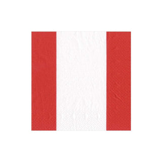Caspari Bandol Stripe Paper Cocktail Napkins in Red - 20 Per Package 15354C
