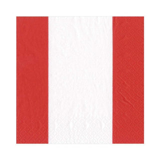 Caspari Bandol Stripe Paper Luncheon Napkins in Red - 20 Per Package 15354L