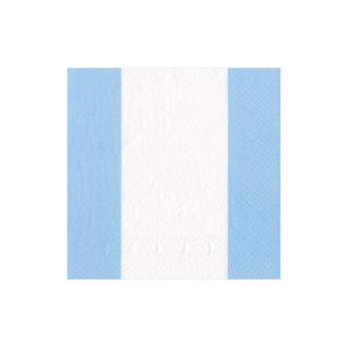 Caspari Bandol Stripe Paper Cocktail Napkins in Light Blue - 20 Per Package 15355C