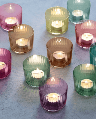LSA Glassware Gems Assorted Tealight Holders in Jade 15405