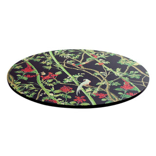 Caspari Scots Wallpaper Round Lacquer Placemat in Black - 1 Each 15530LQPMRND
