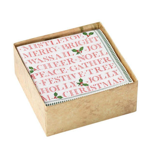 Caspari Yuletide Cheer Boxed Paper Cocktail Napkins - 40 Per Box 15570B