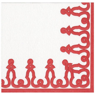 Caspari Dessin Passementerie Paper Linen Dinner Napkins in Red - 12 Per Package 15641DG