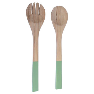 Albert L Punkt Lacquered Bamboo Salad Servers in Pastel Green - 1 Pair 15668
