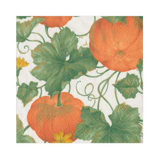 Caspari Heirloom Pumpkins Paper Luncheon Napkins in Ivory & Orange - 20 Per Package 15670L