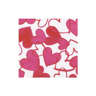 Caspari Painted Hearts Paper Cocktail Napkins - 20 Per Package 15680C