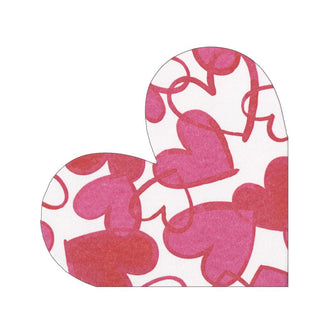 Caspari Painted Hearts Die-Cut Paper Linen Party Napkins - 15 Per Package - 2 Packages 15680LGDCX2