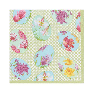 Caspari Floral Decorated Eggs Paper Luncheon Napkins - 20 Per Package 15690L