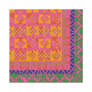 Caspari Frida Paper Luncheon Napkins in Fuchsia & Orange - 20 Per Package 15840L