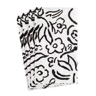 Caspari Matisse Paper Guest Towel Napkins in Black - 15 Per Package 15900G