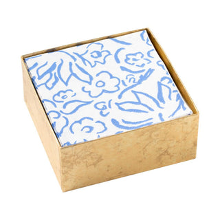 Caspari Matisse Boxed Paper Cocktail Napkins in Blue - 40 Per Box 15901B